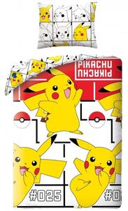 Bavlnené posteľné obliečky Pokémon Pikachu No. 025 - 100% bavlna - 70 x 90 cm + 140 x 200 cm
