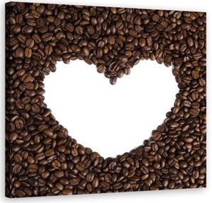 Obraz na plátně, Kávová srdce - 40x40 cm