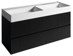 Sapho, FILENA umývadlová skrinka 118x51,5x43cm, čierna matná strip, FID1212BS