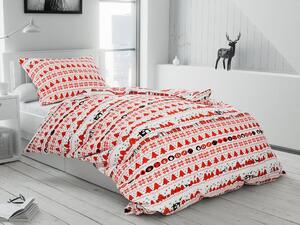 Flanelové obliečky VIANOČNÁ NÁDIELKA červené + plachta mikroplyš SOFT 90x200 cm biela