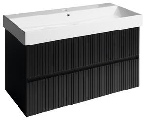 Sapho, FILENA umývadlová skrinka 95x51,5x43cm, čierna matná strip, FID1210BS