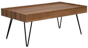 Coffee Table Brown Wood 100 x 60 cm Black Metal Hairpin Legs Rectangular Top with Raised Edges Industrial Modern Living Room