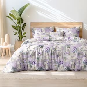 Goldea bavlnené posteľné obliečky - patchwork levanduľou s motýľmi 150 x 200 a 50 x 60 cm
