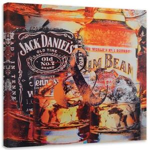 Obraz na plátně Láhev whisky Alkohol - 40x40 cm