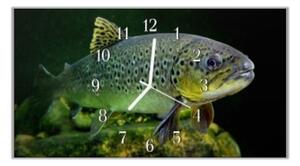 Nástenné hodiny 30x60cm ryba pstruh - plexi