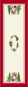 Gobelínový obrus v červeno-béžovom farebnom prevedení s lemovaním a vianočným motívom 40 x 140 cm 31079
