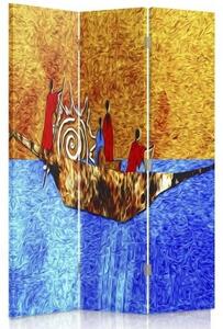 Ozdobný paraván Afrika Krajina Lidé - 110x170 cm, trojdielny, klasický paraván
