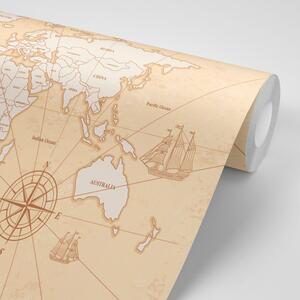 Tapeta zaujímavá béžová mapa sveta