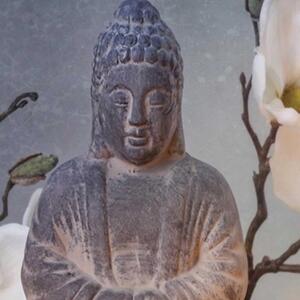 Ozdobný paraván Buddha šedé květiny kámen - 145x170 cm, štvordielny, klasický paraván