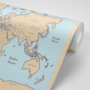 Tapeta mapa sveta s béžovým okrajom