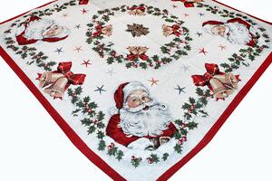 Vianočný gobelínový obrus Santa 90x90 cm Biela