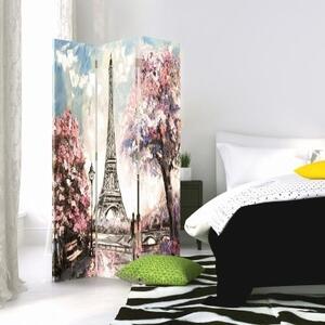 Ozdobný paraván Pařížská Eiffelova věž Pastel - 110x170 cm, trojdielny, klasický paraván