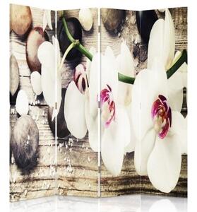 Ozdobný paraván Bílé sedmikrásky květy - 145x170 cm, štvordielny, klasický paraván