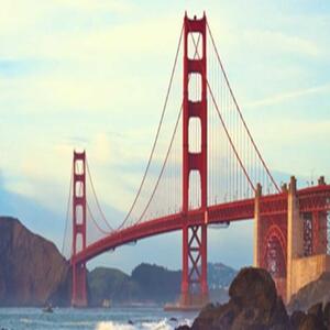 Ozdobný paraván New York Golden Gate - 145x170 cm, štvordielny, klasický paraván