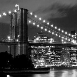 Ozdobný paraván Newyorský most Černobílý - 145x170 cm, štvordielny, klasický paraván