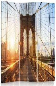 Ozdobný paraván Brooklynský most New York - 110x170 cm, trojdielny, klasický paraván