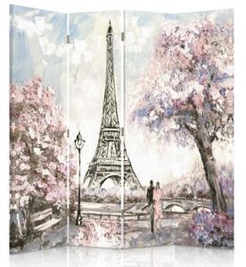 Ozdobný paraván Pařížská Eiffelova věž Pastel - 145x170 cm, štvordielny, klasický paraván
