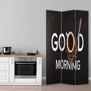 Ozdobný paraván Dobré ráno, káva - 110x170 cm, trojdielny, klasický paraván
