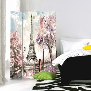 Ozdobný paraván Pařížská Eiffelova věž Pastel - 145x170 cm, štvordielny, klasický paraván