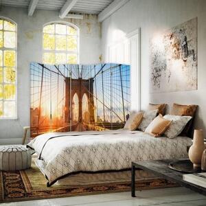 Ozdobný paraván Brooklynský most New York - 180x170 cm, päťdielny, klasický paraván