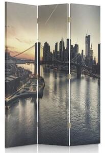 Ozdobný paraván New York City Brooklynský most - 110x170 cm, trojdielny, klasický paraván