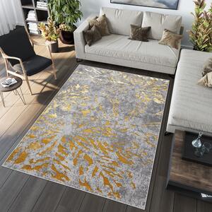 Exkluzívny moderný koberec sivej farby so zlatým motívom Šírka: 80 cm | Dĺžka: 150 cm