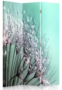 Ozdobný paraván Dmychadlo Tyrkysová květina - 110x170 cm, trojdielny, klasický paraván