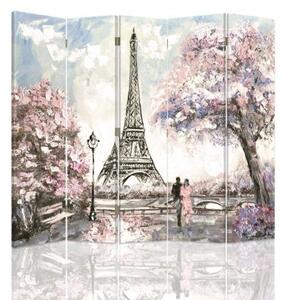 Ozdobný paraván Pařížská Eiffelova věž Pastel - 180x170 cm, päťdielny, klasický paraván