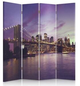 Ozdobný paraván Newyorský most - 145x170 cm, štvordielny, klasický paraván