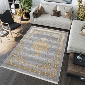 Exkluzívny koberec sivej farby so zlatým orientálnym vzorom Sivá Šírka: 80 cm | Dĺžka: 150 cm
