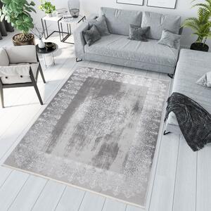 Moderný koberec sivej farby s orientálnym vzorom bielej farby Šírka: 80 cm | Dĺžka: 150 cm