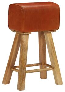 Barové stoličky 2 ks, pravá koža a mangový masív