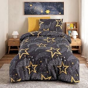Obliečky bavlnené Star čierna 200x140cm+90x70cm TiaHome