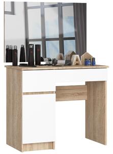 Toaletný stolík Parijat (dub sonoma + biela) (so zrkadlom) (L). Vlastná spoľahlivá doprava až k Vám domov. 1070895