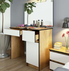 Toaletný stolík Parijat (dub craft + biela) (so zrkadlom) (P). Vlastná spoľahlivá doprava až k Vám domov. 1070927