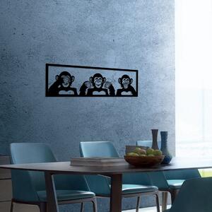 Hanah Home Nástenná kovová dekorácia Opice 100x36 cm čierna