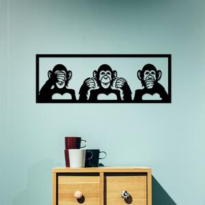 Hanah Home Nástenná kovová dekorácia Opice 100x36 cm čierna