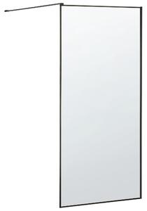 Sprchová zástena čierna z tvrdeného skla 90 x 190 cm rám z nerezovej ocele bezdverový bezbariérový sprchovací kút