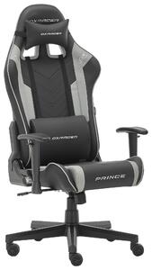 HERNÁ STOLIČKA, kožený vzhľad, sivá, čierna Dxracer - Kancelárske série
