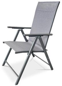 Autronic - Židle zahradní, nastavitelný sklon, šedý textilen, šedá kovová konstrukce - AZC-S1116 GREY AKCE NOVINKA