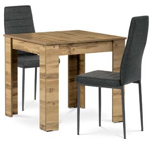 Autronic - Jídelní set 1+2, stůl 80x80 cm, MDF dub wotan, židle černá látka, černý lak - B080WOTDCL374BK AKCE NOVINKA