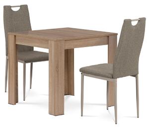 Autronic - Jedálenský set 1+2, stôl 80x80cm, lamino dub sonoma, stolička cappuccino látka a lak - B080SONDCL393CAP AKCE