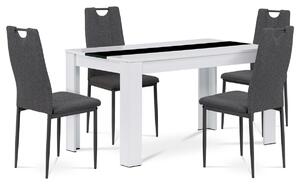 Autronic - Jedálenský set 1+4, stôl 138x80 cm, biele lamino, stolička sivá látka, antracitový lak - B140WTDCL391GREY AKCE NOVINKA