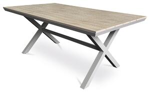 Autronic - Stůl zahradní 180x100x75, deska polywood v dekoru světlého dubu, hliníková konstrukce, béžová barva - AZT-S1510 OAK AKCE NOVINKA
