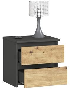 Nočný stolík Cleania CL2 (grafit sivý + dub artisan). Vlastná spoľahlivá doprava až k Vám domov. 1071067