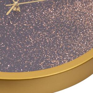 Dekorstudio Moderné dekoratívne nástenné hodiny zdobené zlatými trblietkami