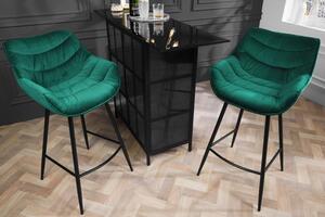 Barová stolička Holandská komfortná smaragdovo zelený zamat