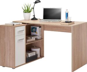 ROHOVÝ PÍSACÍ STÔL, biela, farba duba, 90/120/75 cm Hom`in - Kancelárske stoly