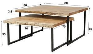 Konferenčný stôl 21-54 80x80cm 2-set Edge Drevo Acacia - PRODUKT JE SKLADOM U NÁS - 1Ks-Komfort-nábytok
