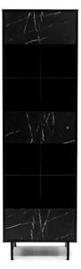 Vitrína VEROLI, 60x200x41, čierna/čierny mramor
